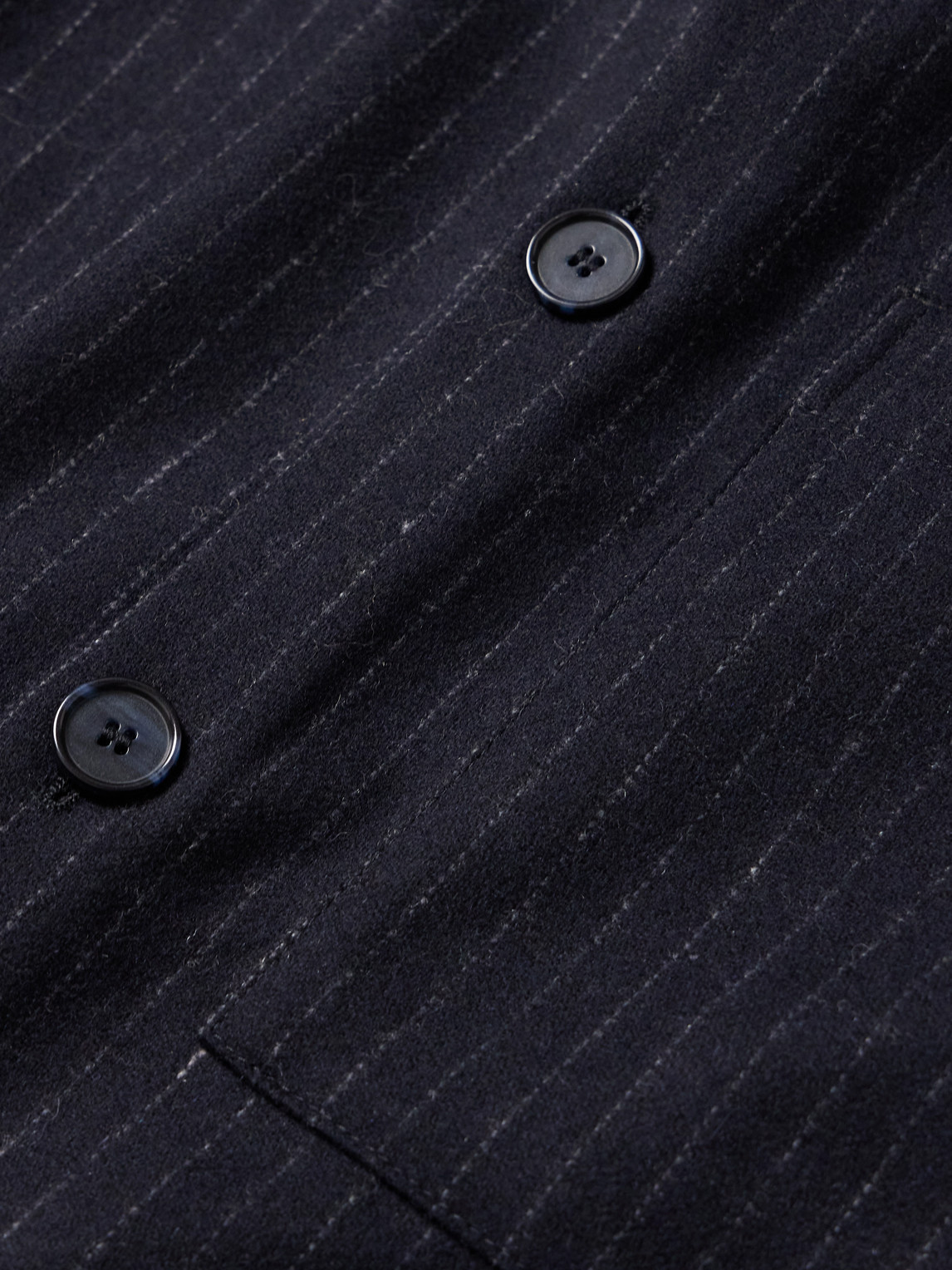 Nn07 Freddy 1630 Pinstriped Recycled-wool-blend Overshirt In Black
