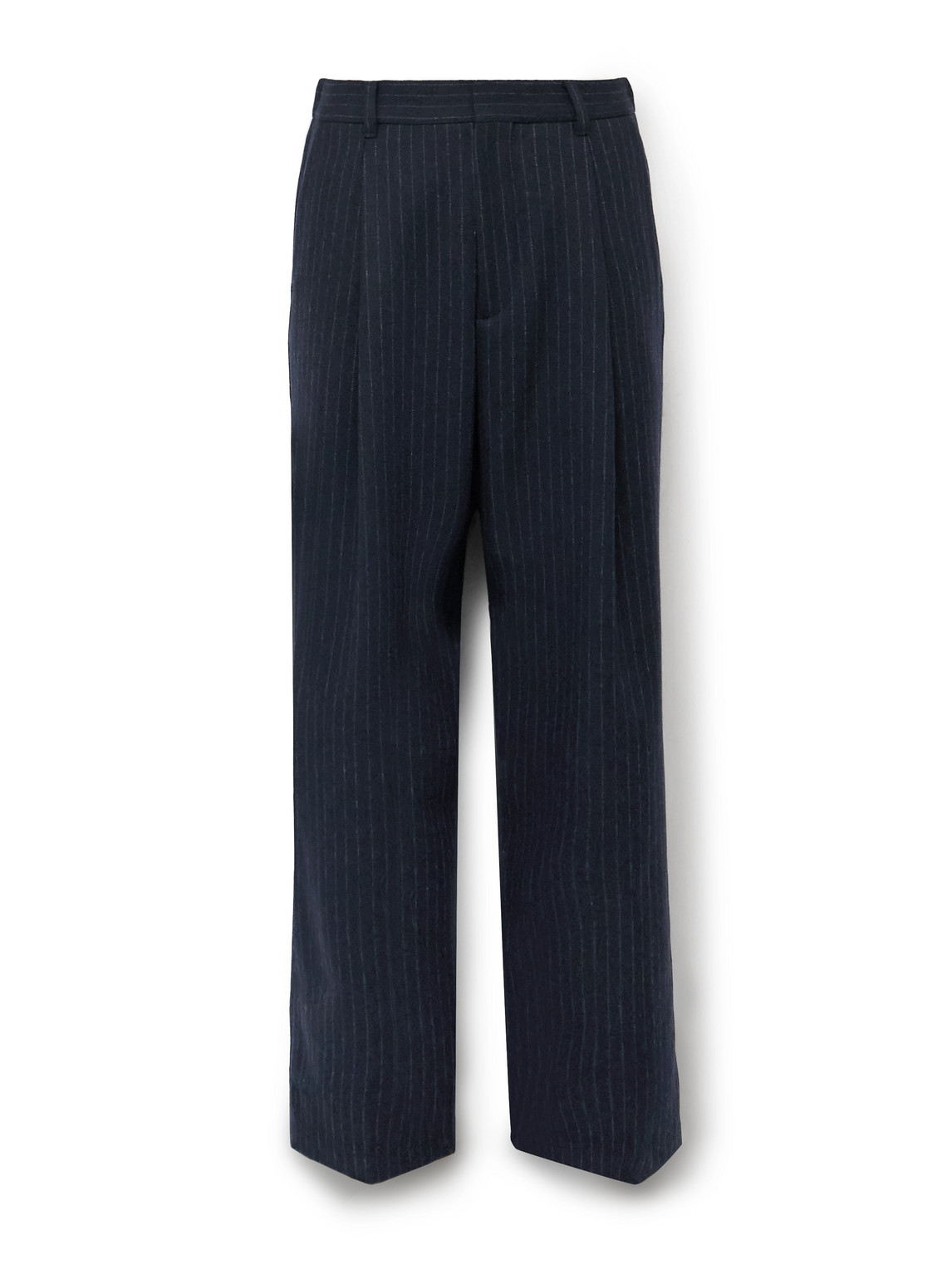 Nn07 Kay 1630 Straight-leg Pleated Pinstriped Recycled Wool-blend Trousers In Blue