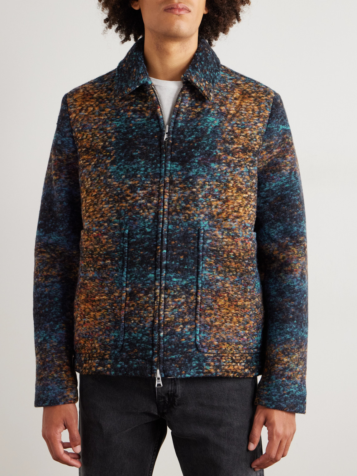 Nn07 Collared Jacket With Textured Fabric And Pockets In Multi