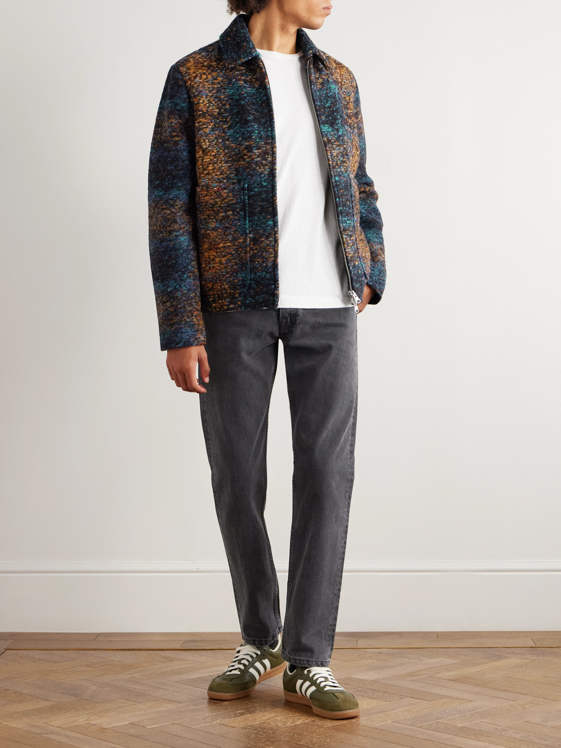 Nn07 Collared Jacket With Textured Fabric And Pockets In Multi