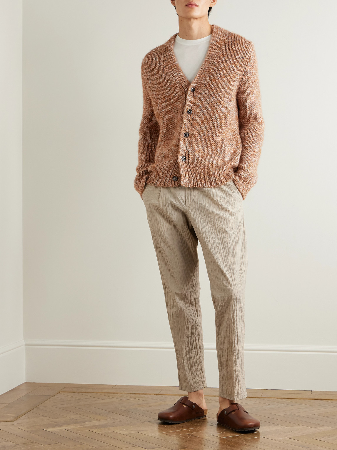 Nn07 Osky 60008 Wool-blend Cardigan In Gold