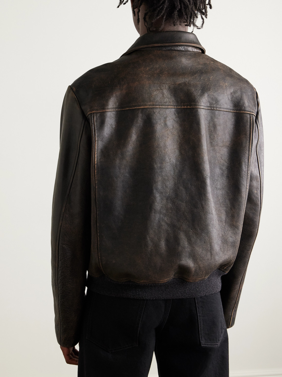 The Row Akia Leather Jacket In Black