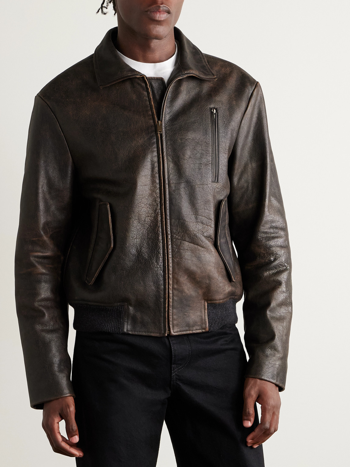 The Row Akia Leather Jacket In Black