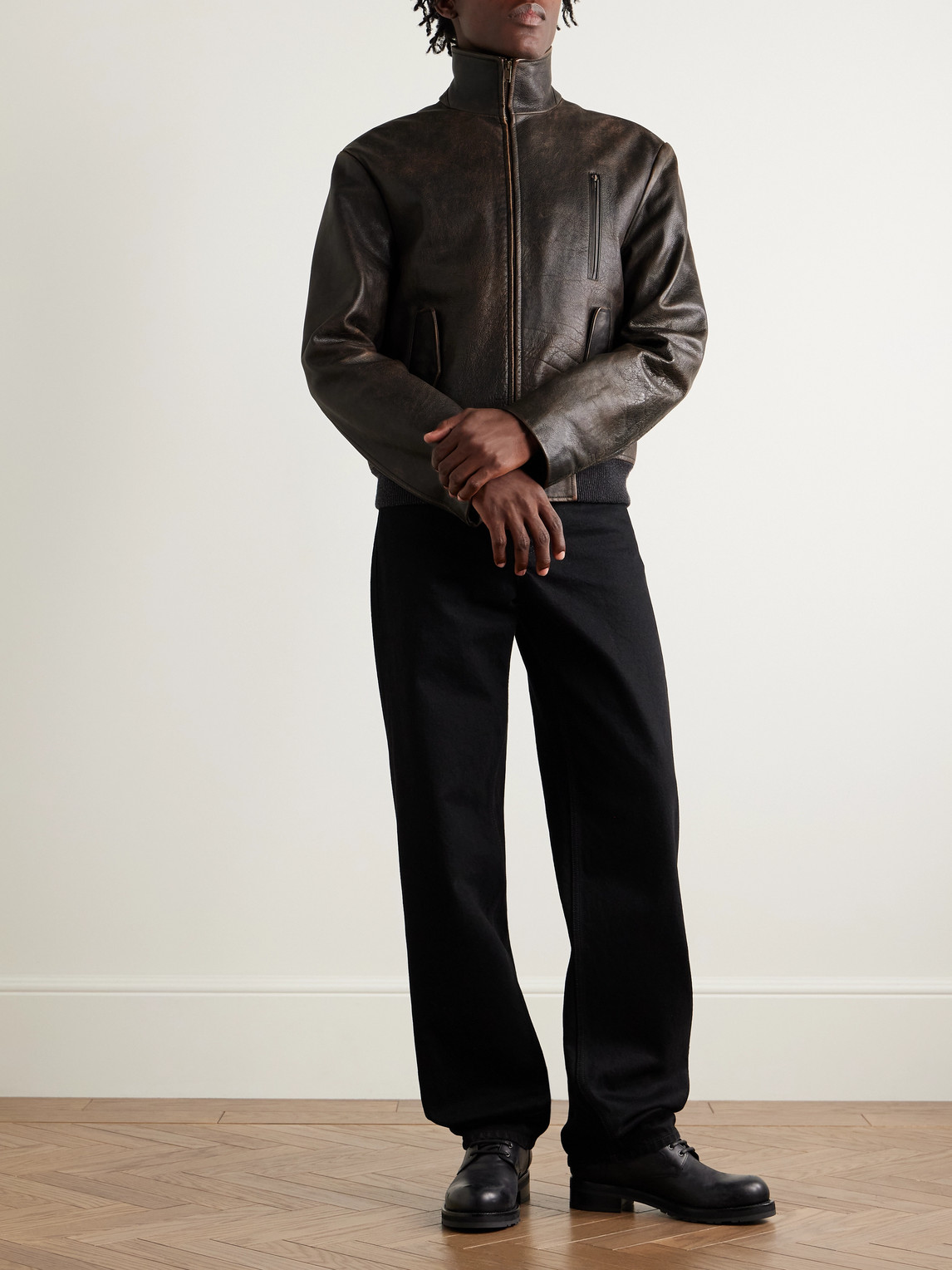 The Row Akia Leather Jacket In Black
