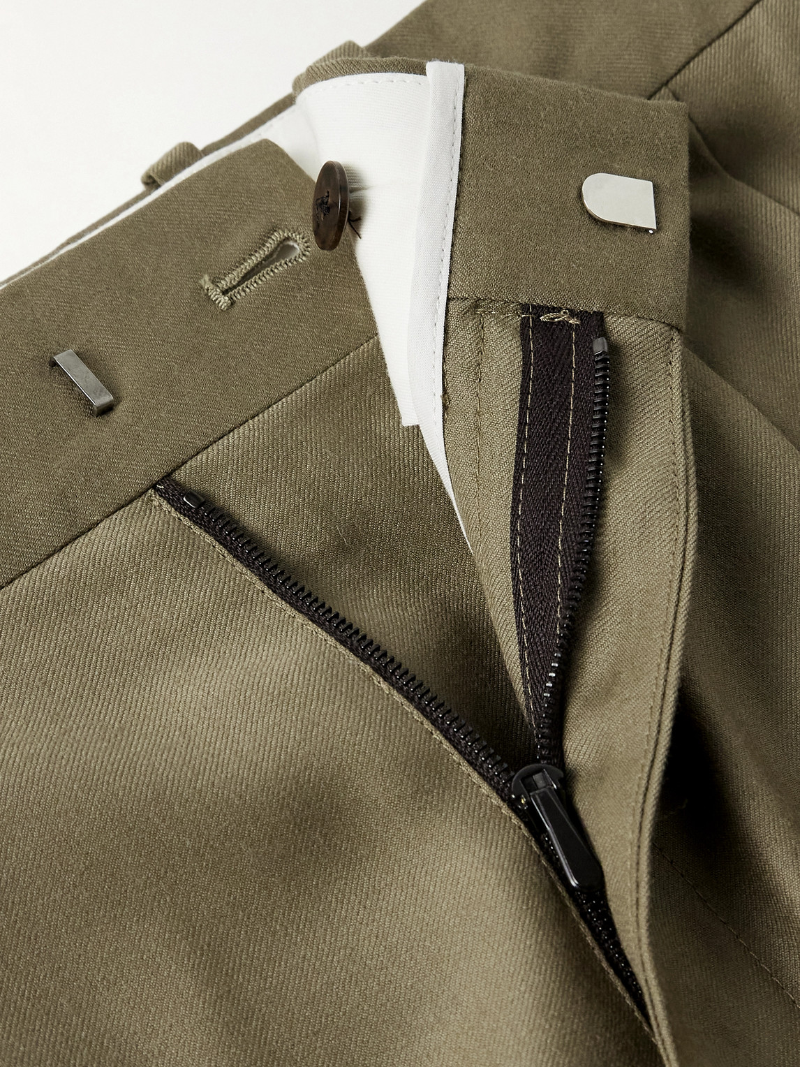 The Row Zev Straight-leg Pleated Virgin Wool-twill Trousers In Gold