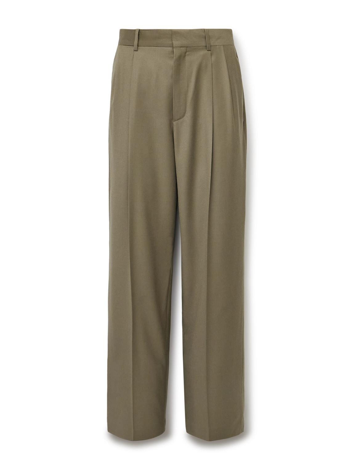 The Row Zev Straight-leg Pleated Virgin Wool-twill Trousers In Gold