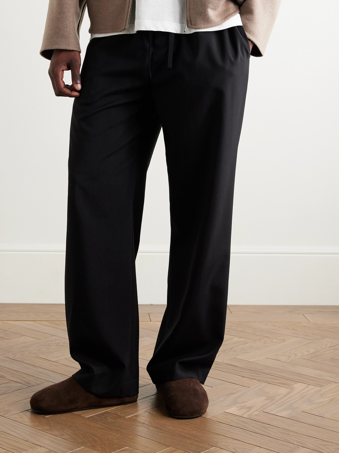 The Row Hudson Shearling-lined Suede Clogs In Brown