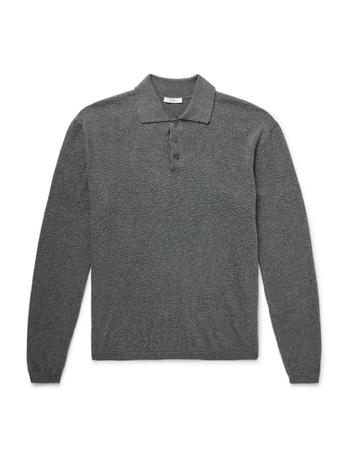 The Row Almot Brushed-cotton Polo Shirt In Gray