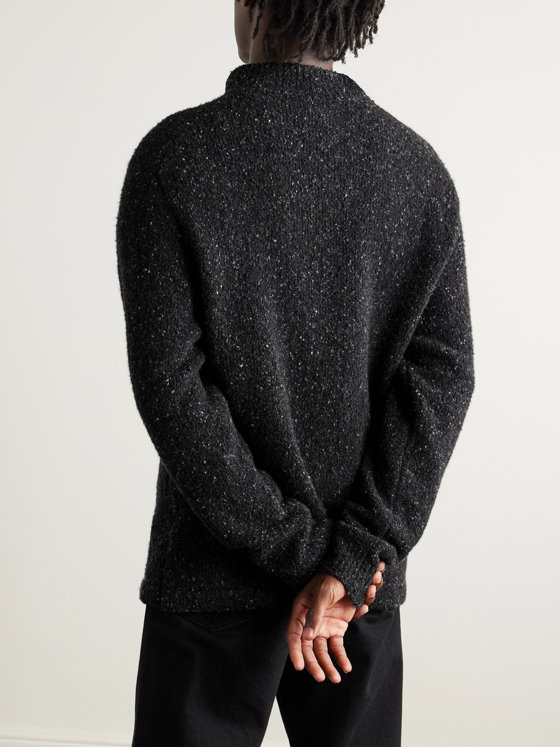 The Row Cusko Cashmere-blend Bouclé Half-zip Sweater In Gray