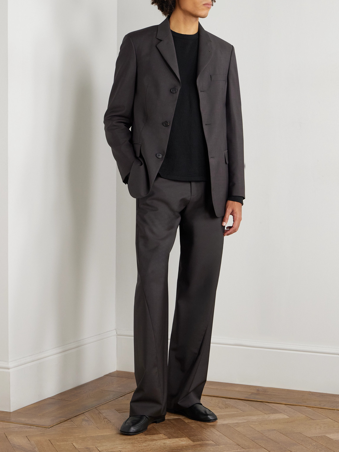 The Row Mista Straight-leg Virgin Wool And Mohair-blend Trousers In Brown