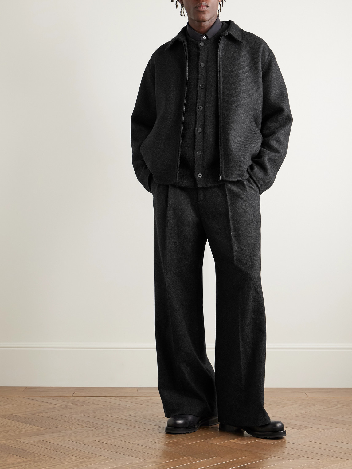 The Row Dantes Brushed Virgin Wool And Cashmere-blend Twill Jacket In Black