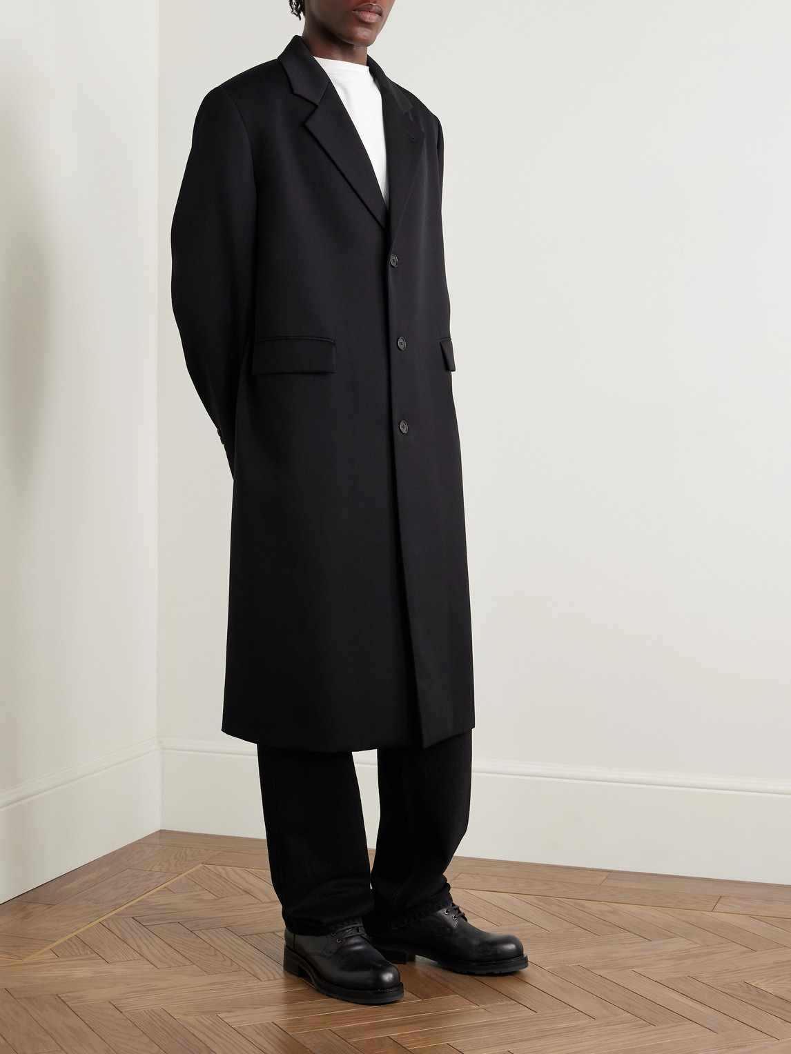 The Row Compa Virgin Wool-gabardine Coat In Black