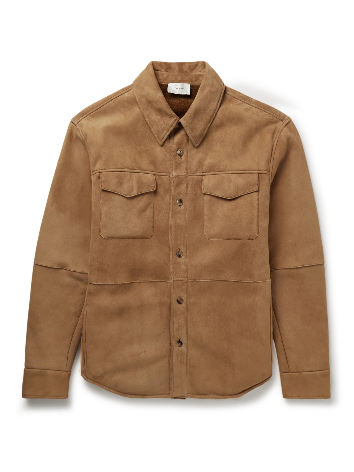 The Row Bento Panelled Shearling Shirt Jacket In Neutral
