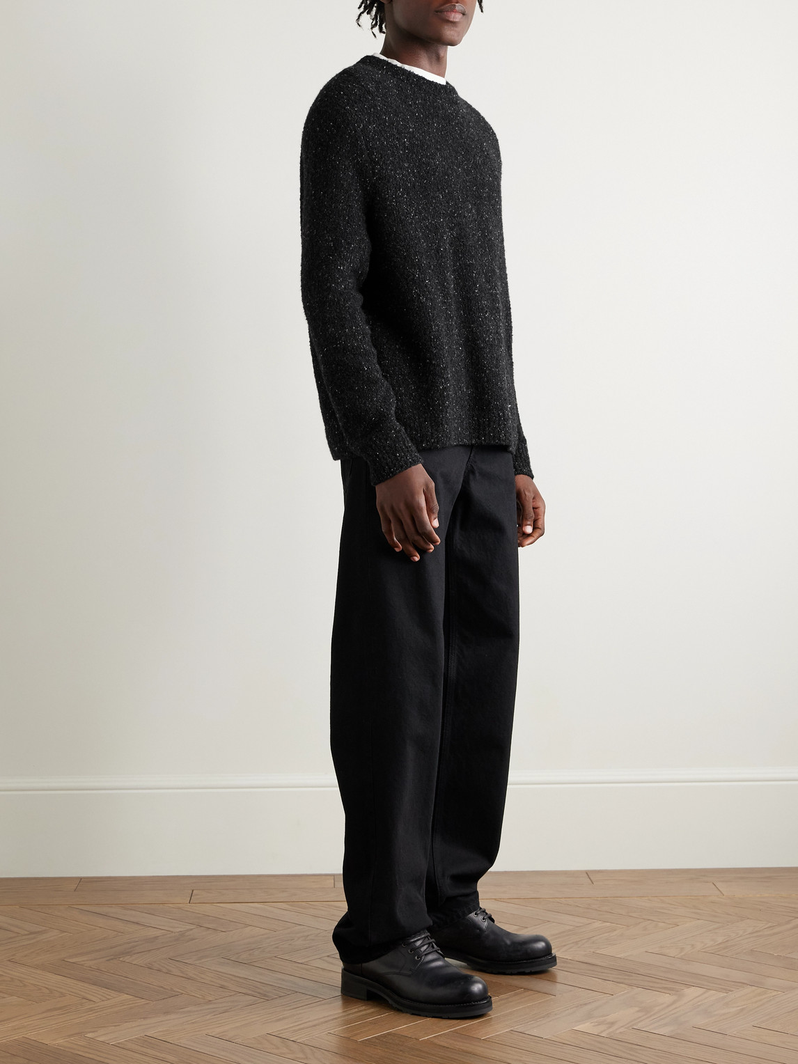The Row Aksel Cashmere-blend Bouclé Sweater In Black