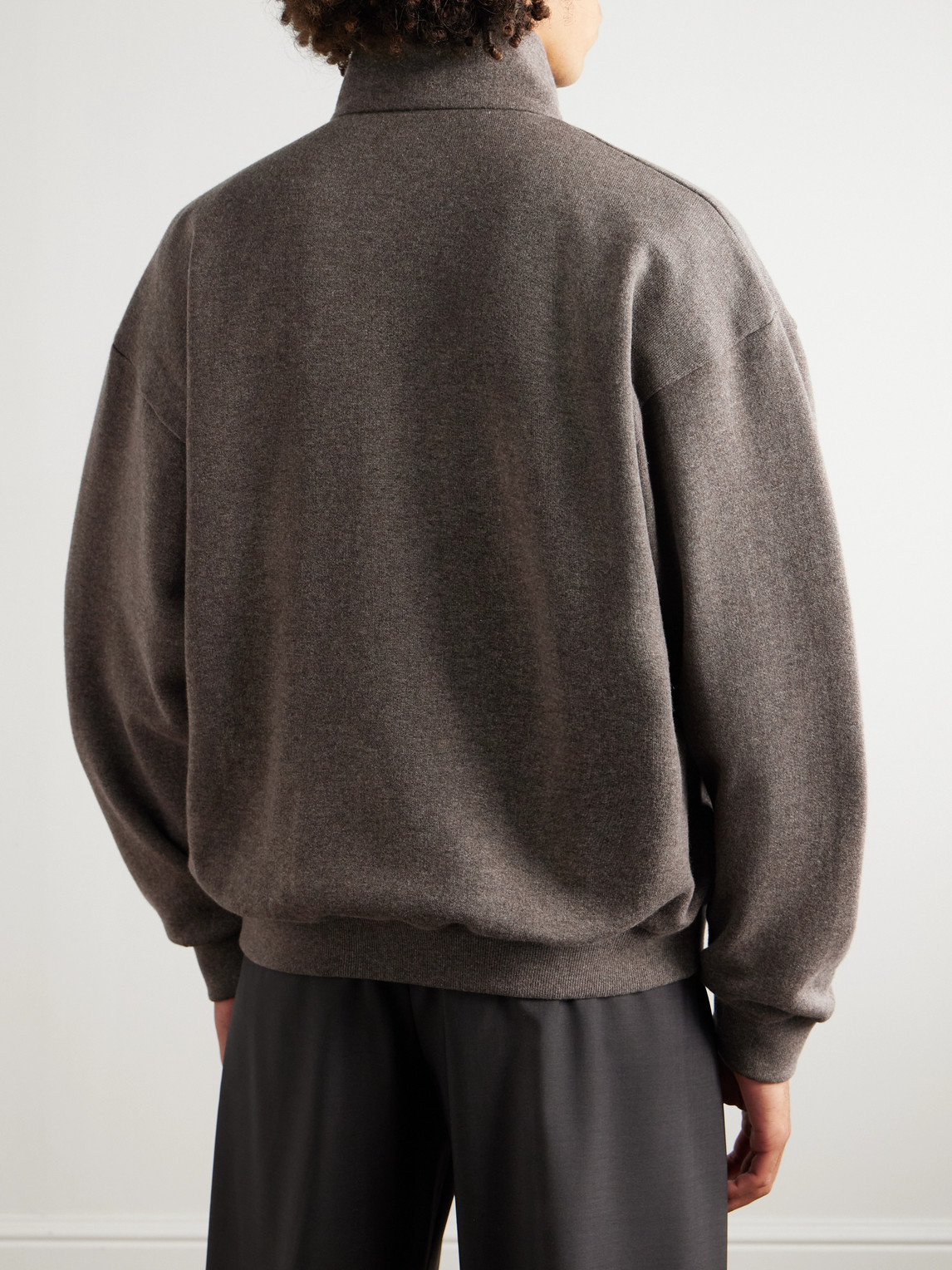 The Row Dazen Oversized Cashmere And Cotton-blend Zip-up Cardigan In Gray