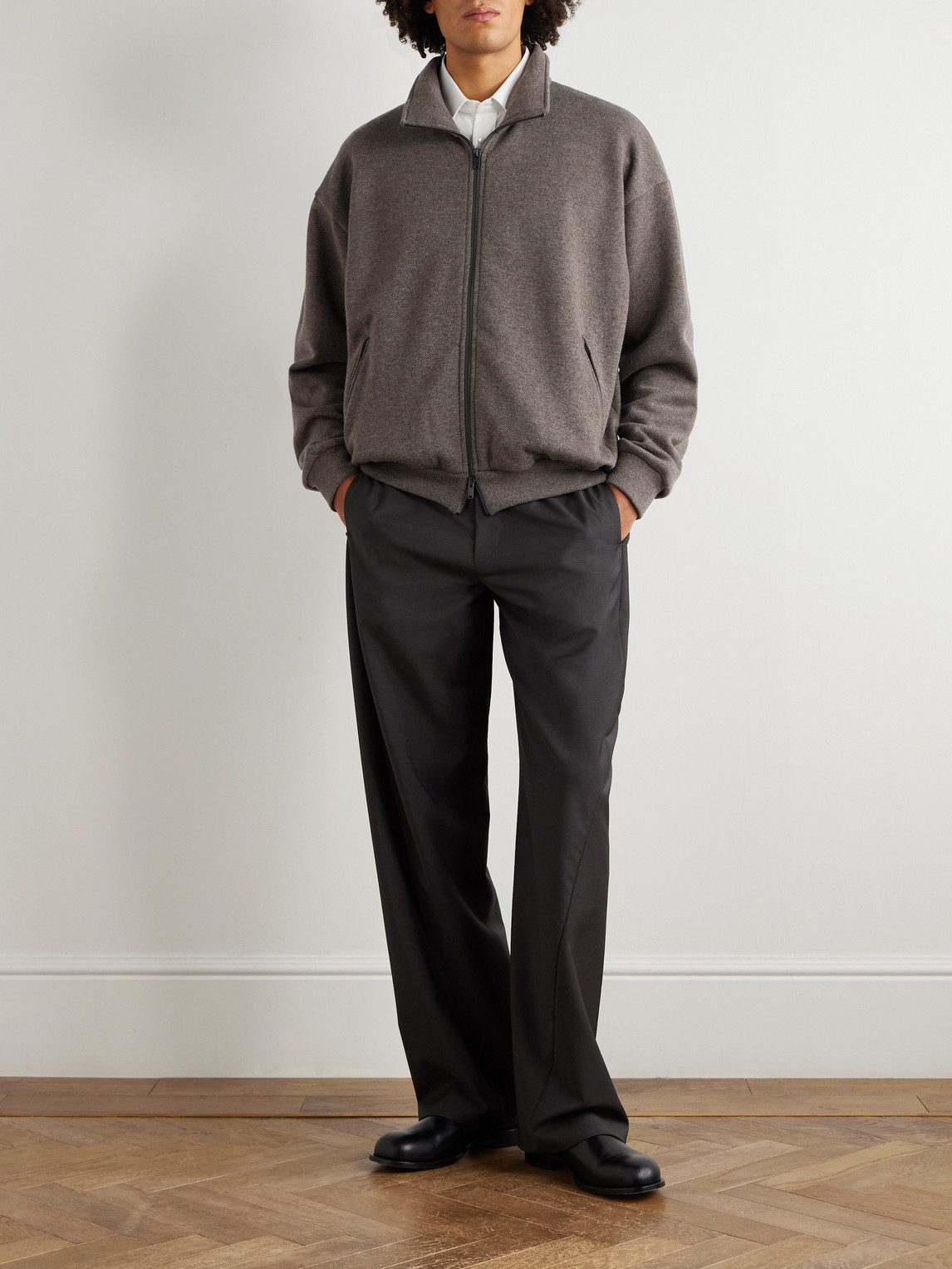 The Row Dazen Oversized Cashmere And Cotton-blend Zip-up Cardigan In Gray