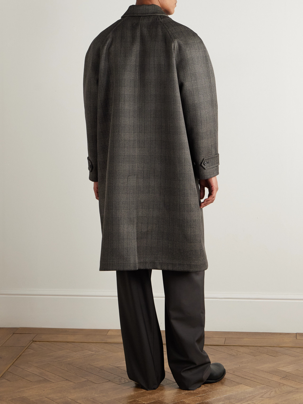 The Row Palo Prince Of Wales Checked Virgin Wool And Silk-blend Coat In Black
