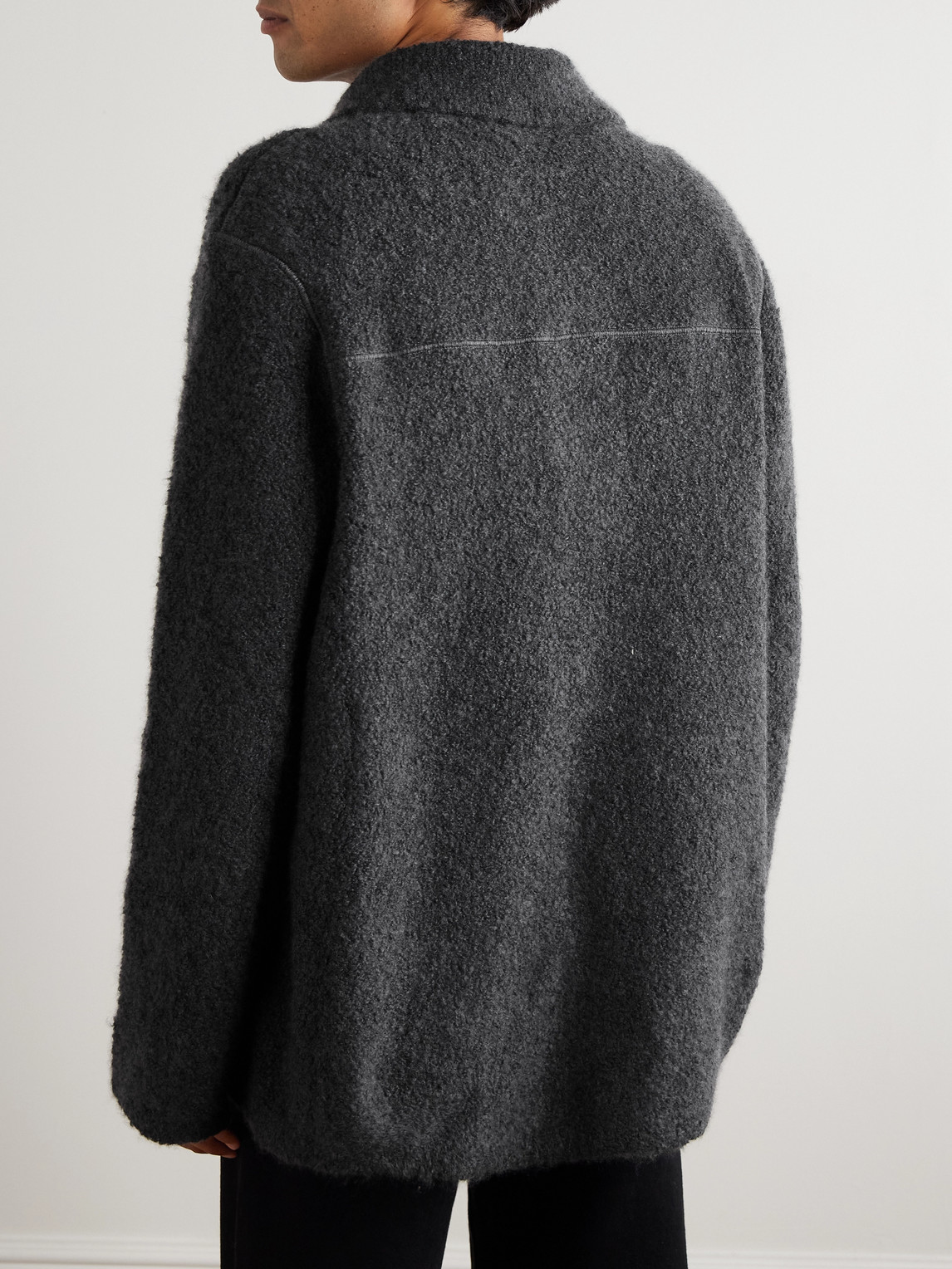 The Row Novak Cashmere, Alpaca And Silk-blend Bouclé Cardigan In Black