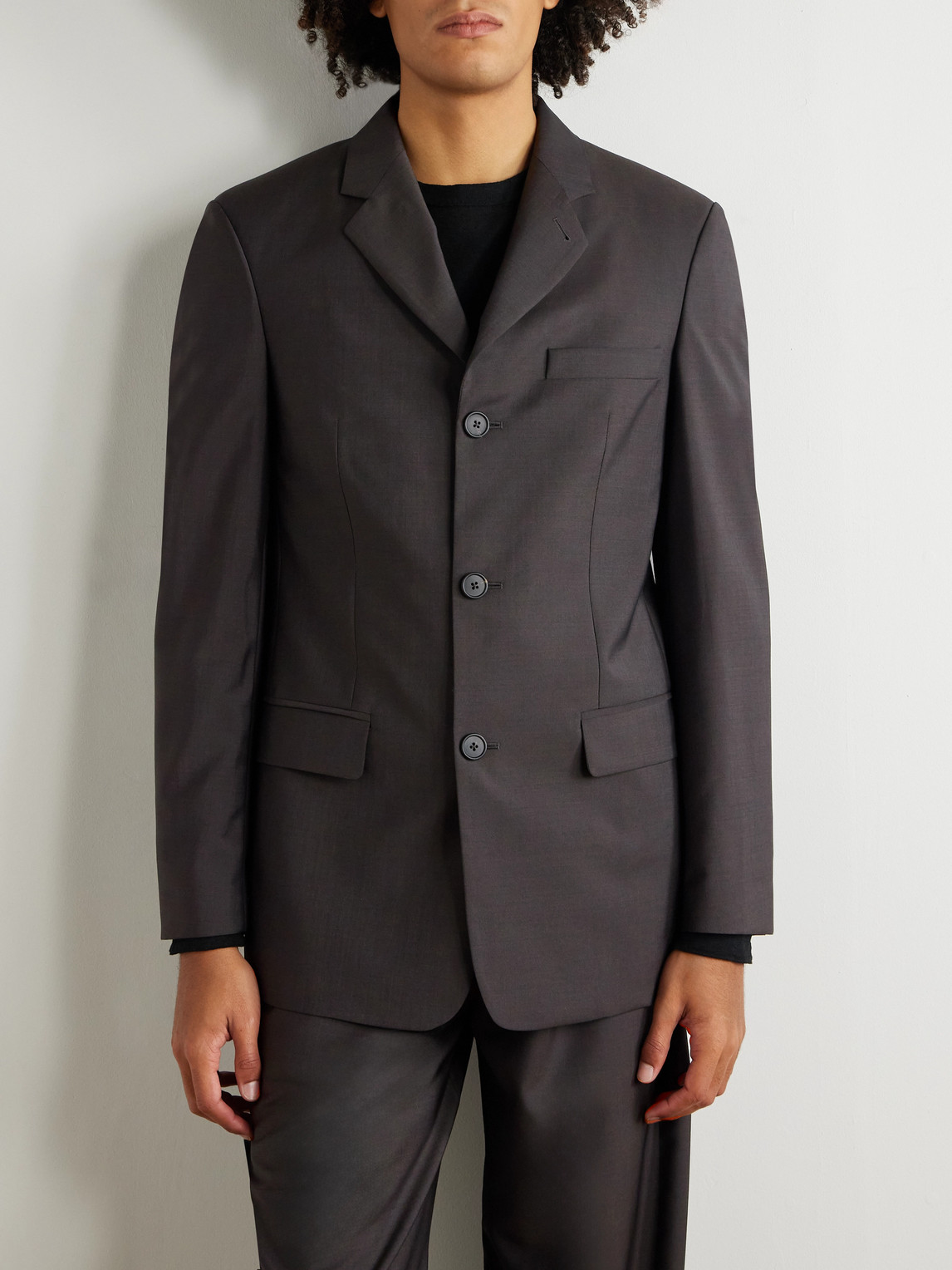 The Row Sabriel Grain De Poudre Wool And Mohair-blend Blazer In Brown