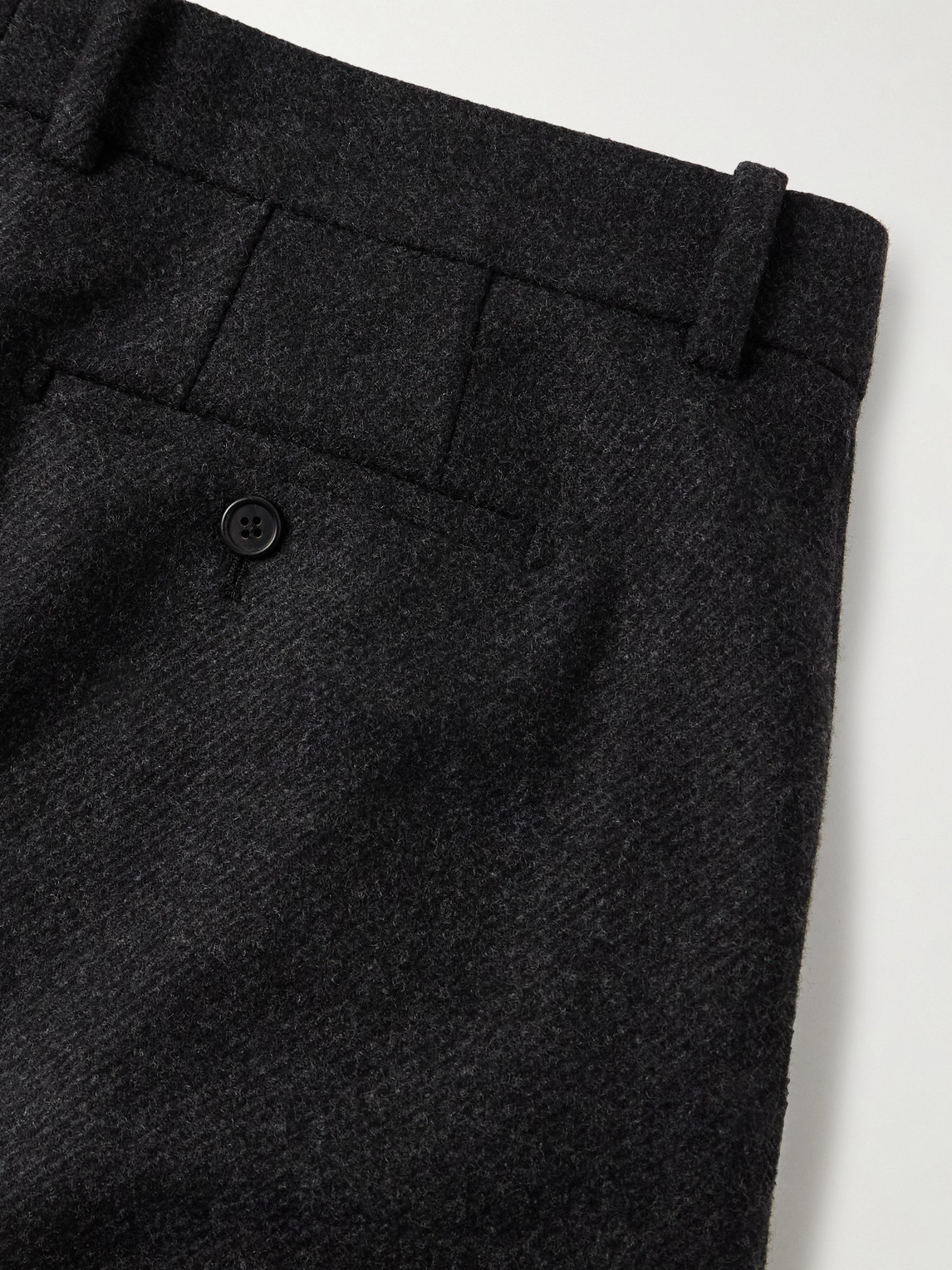 The Row Oberyn Wide-leg Pleated Melton Virgin Wool And Cashmere-blend Flannel Trousers In Black