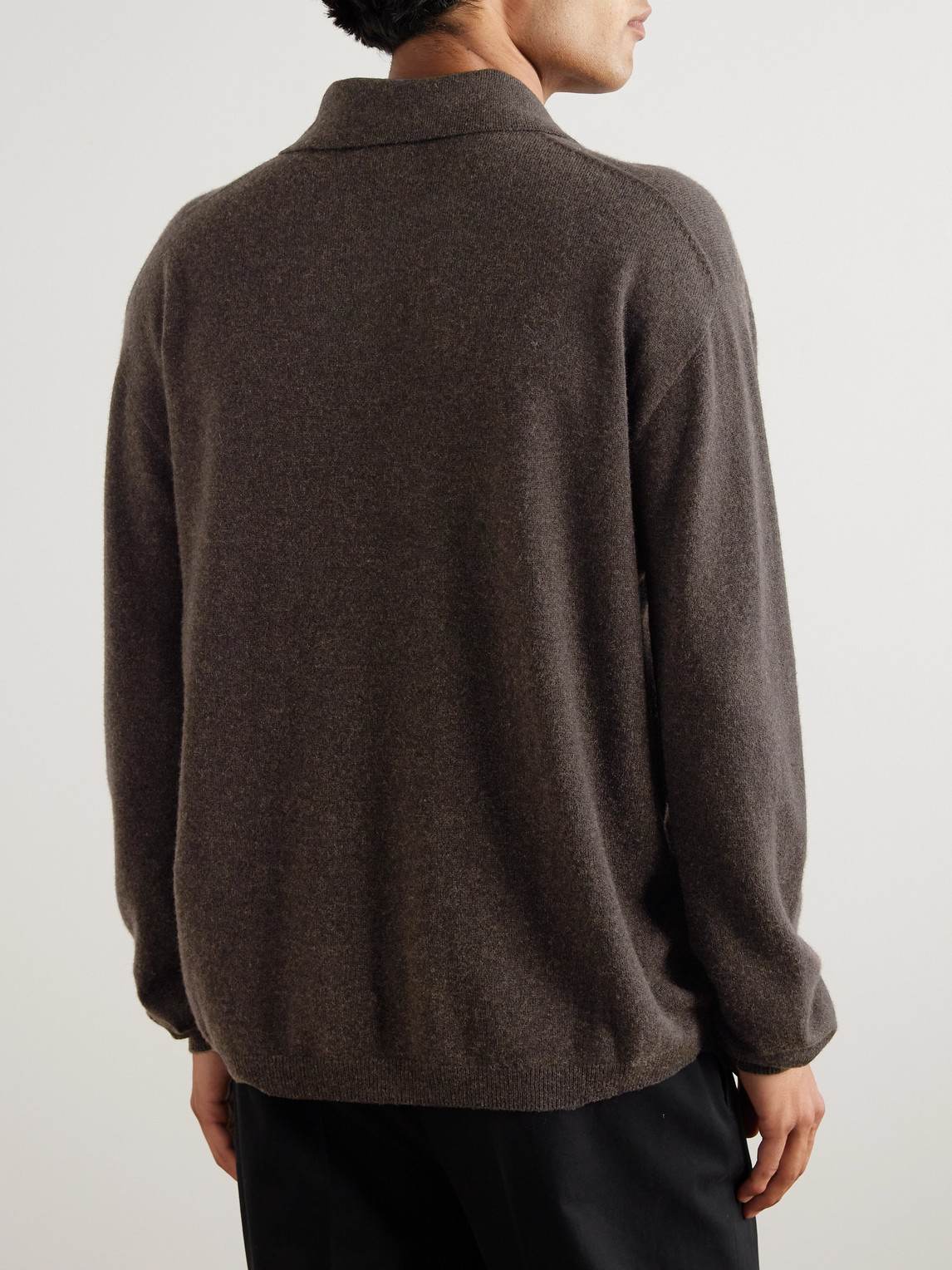 The Row Franz Cashmere Polo Shirt In Brown