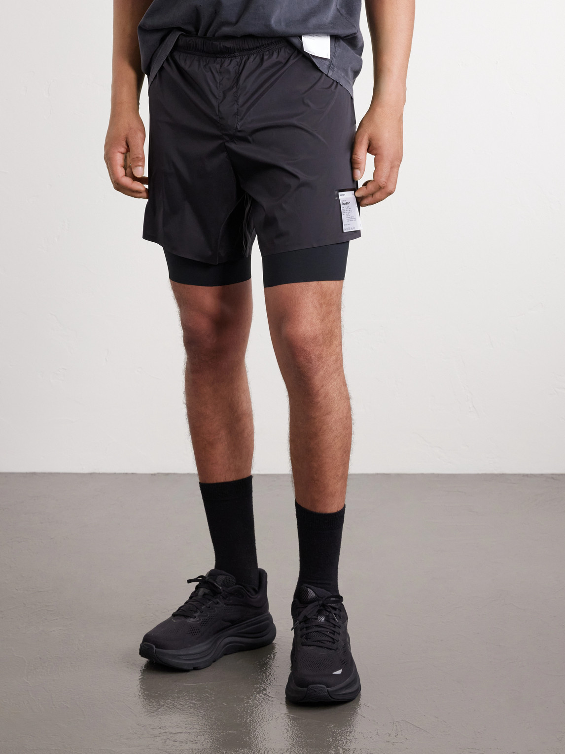  Satisfy - 8" Slim-fit Layered Techsilk And Justice&trade; Coldblack&reg; Shorts - Men - Black - Xs 