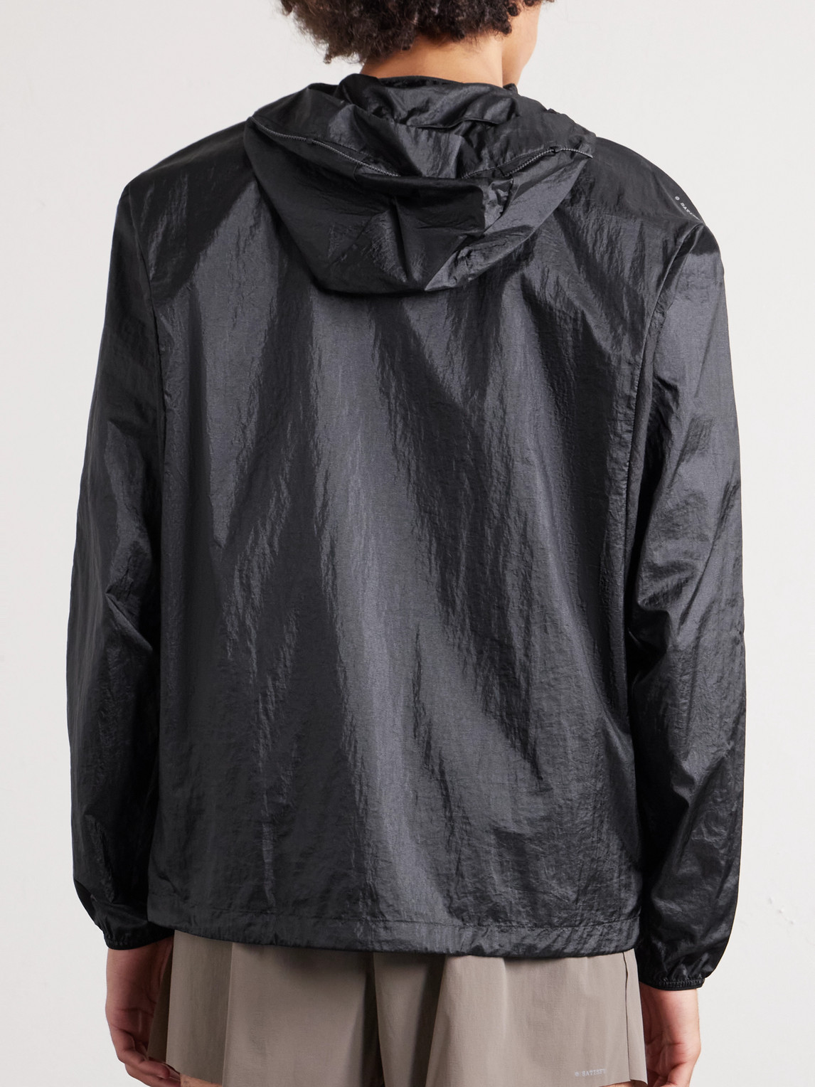  Satisfy - Logo-appliquéd Rippy™ Ripstop-panelled Pertex® Diamond Fuse Hooded Jacket - Men - Black - S 