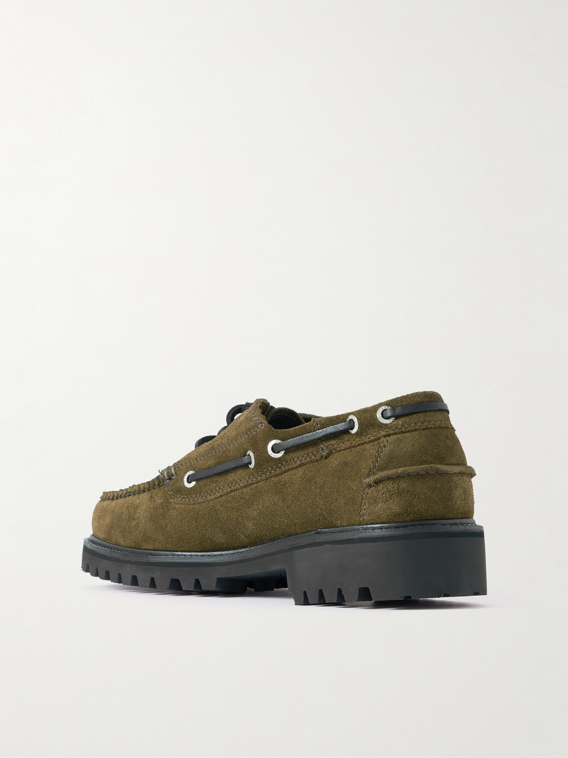 Gh Bass Ranger Camp Moc Leather-trimmed Suede Boat Shoes In Green