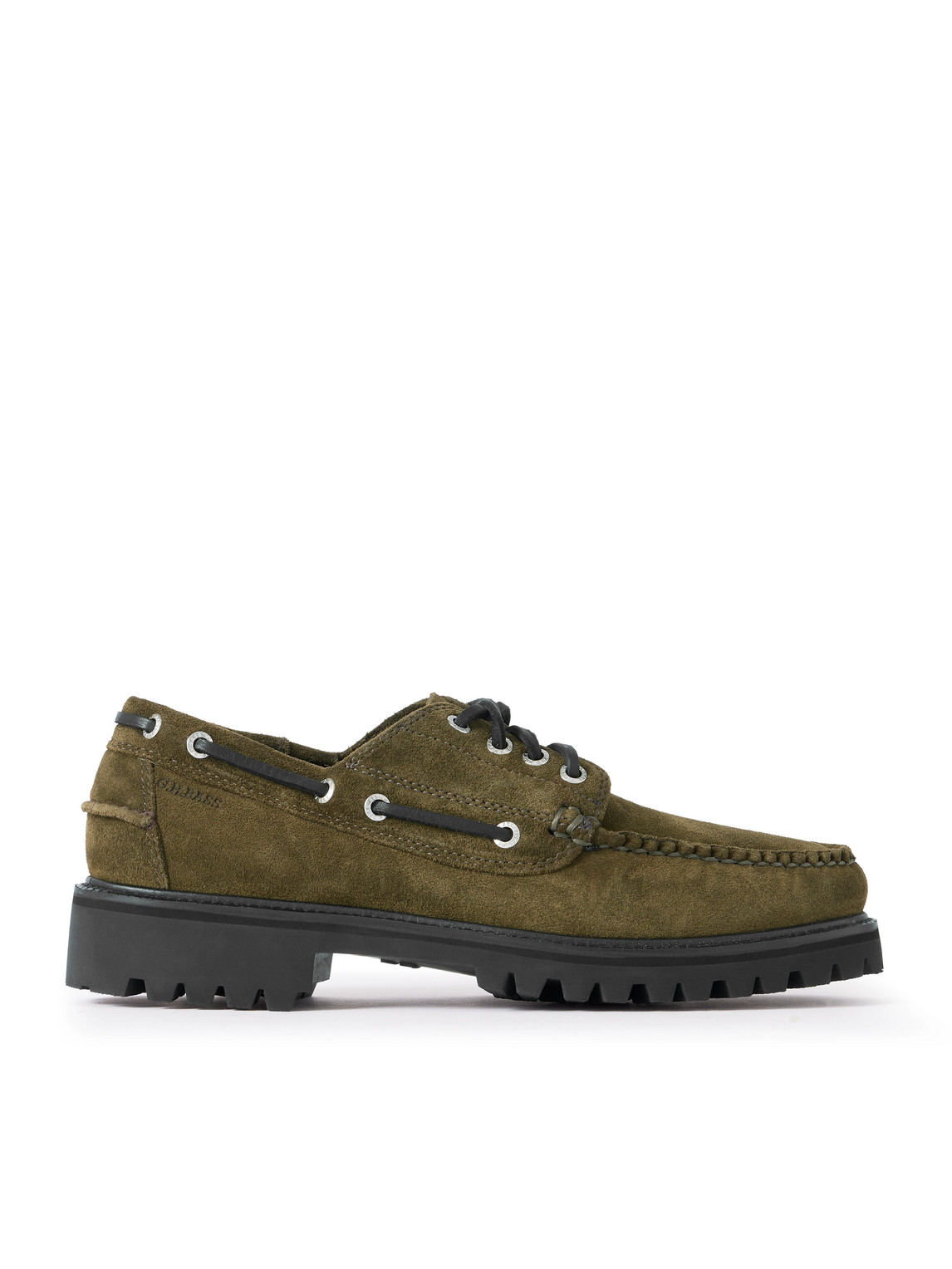 Gh Bass Ranger Camp Moc Leather-trimmed Suede Boat Shoes In Green