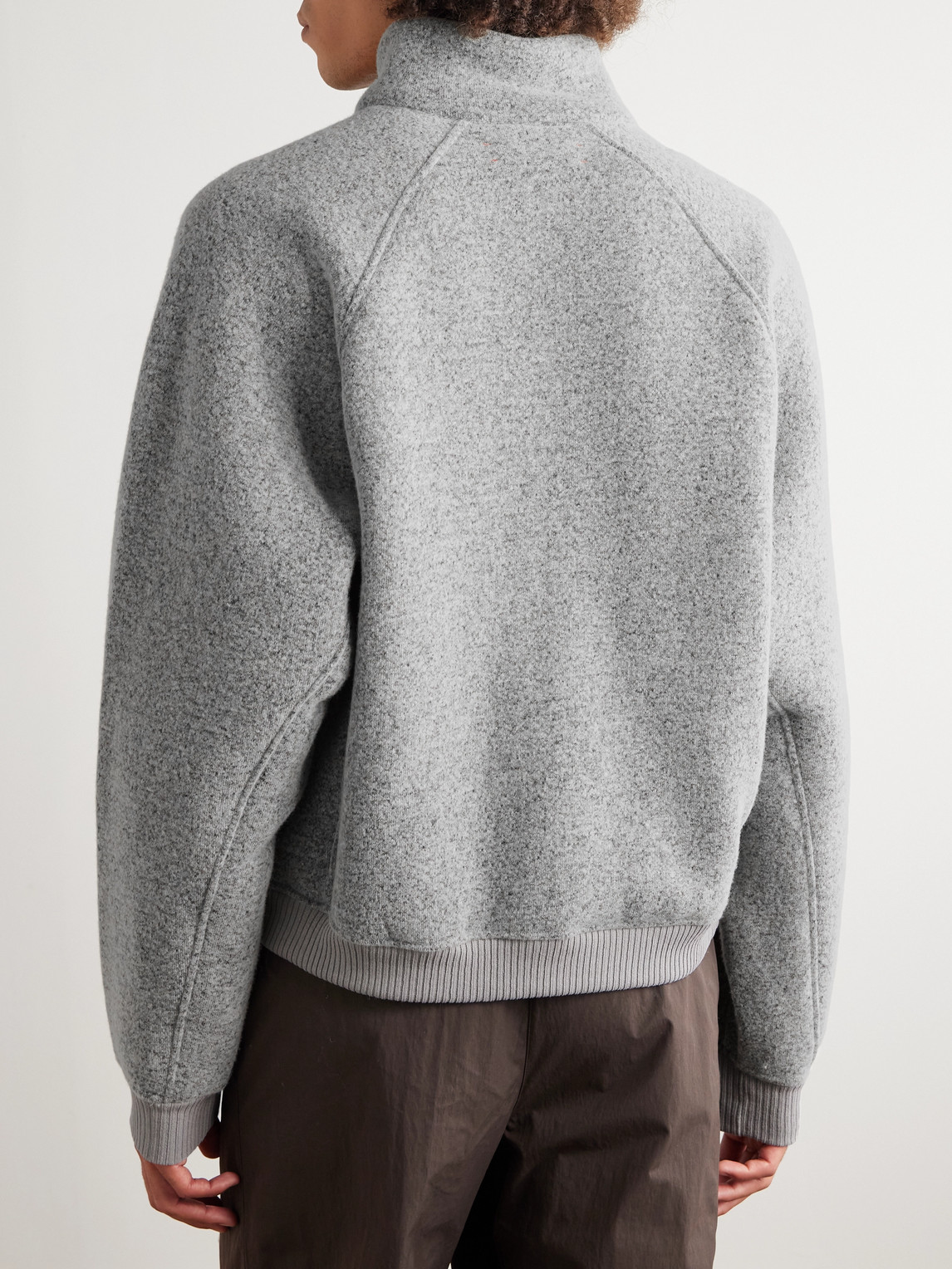 District Vision Logo-appliquéd Wool-blend Zip-up Sweater In Gray