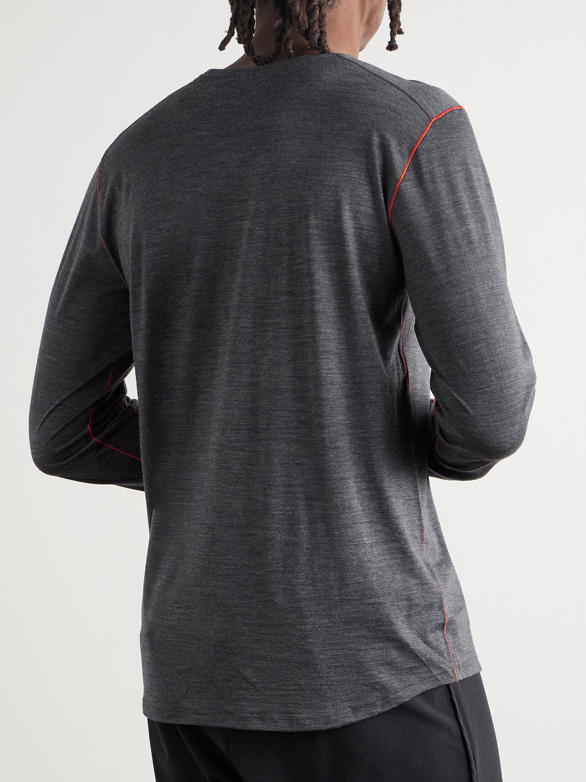 District Vision Logo-print Merino Wool-jersey Base Layer In Gray
