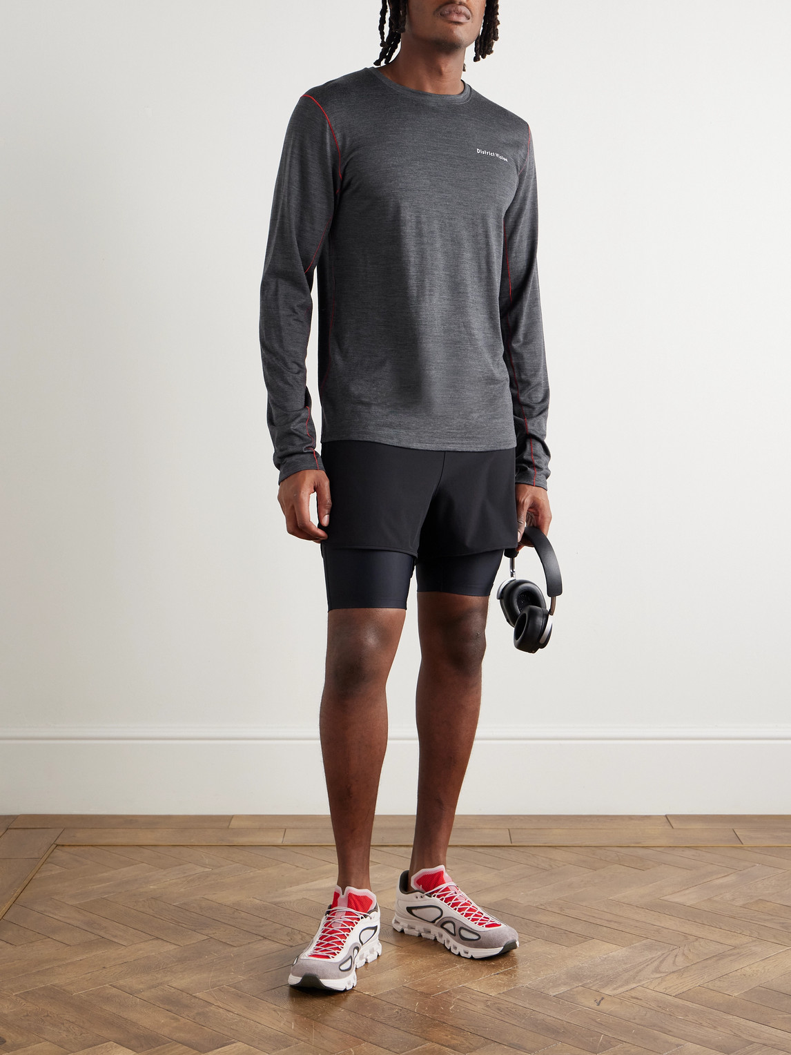 District Vision Logo-print Merino Wool-jersey Base Layer In Gray