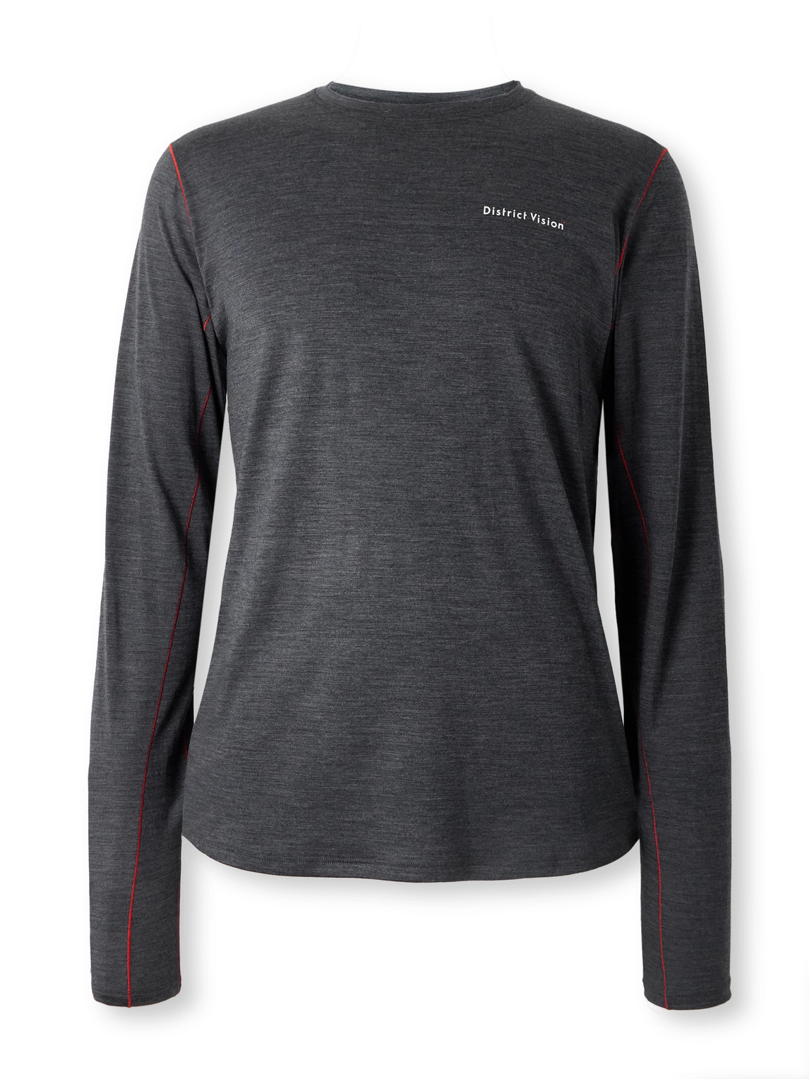 District Vision Logo-print Merino Wool-jersey Base Layer In Gray
