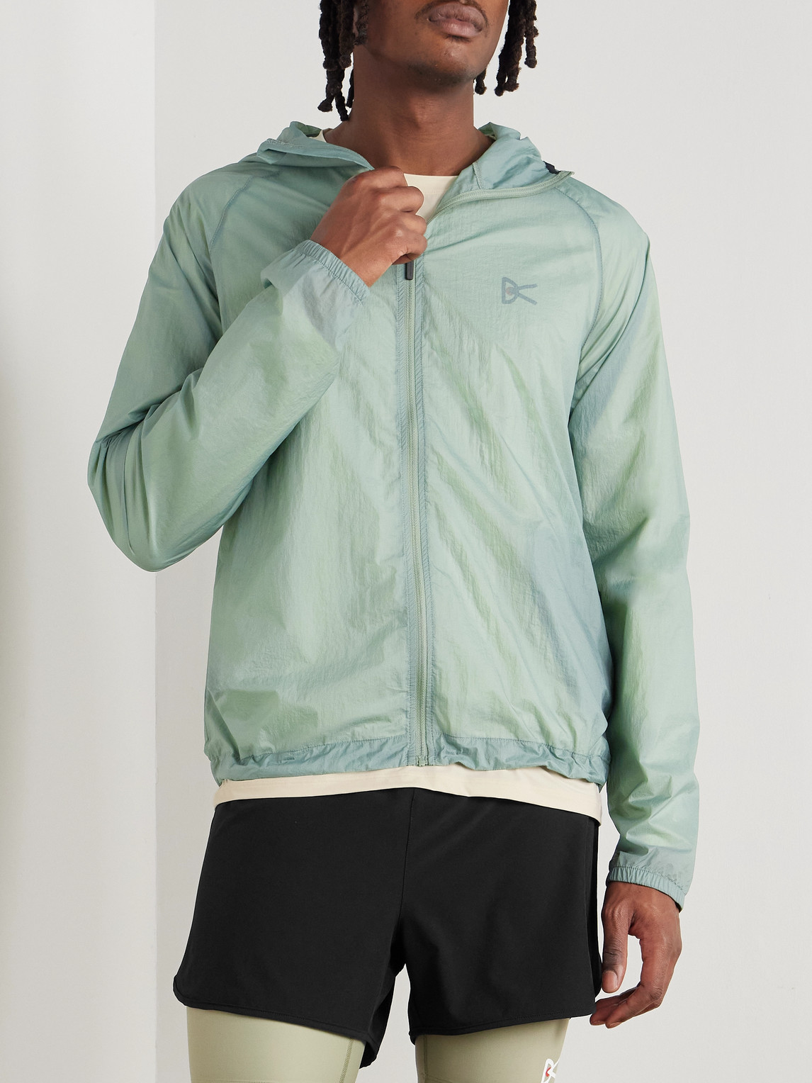 District Vision Nylon Micro-ripstop Hooded Jacket In Green