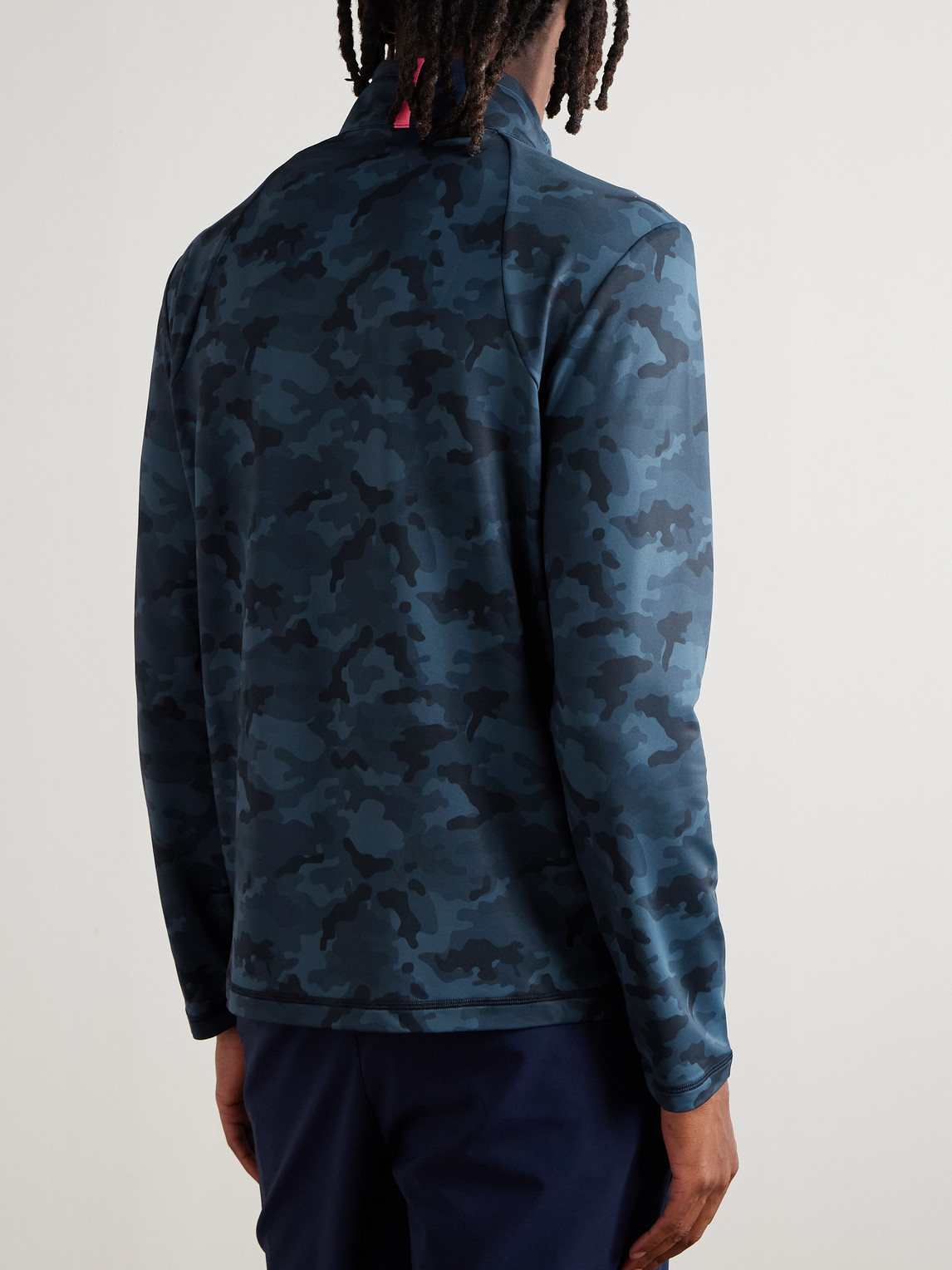 G/fore Camouflage-print Tech-jersey Half-zip Golf Top In Blue