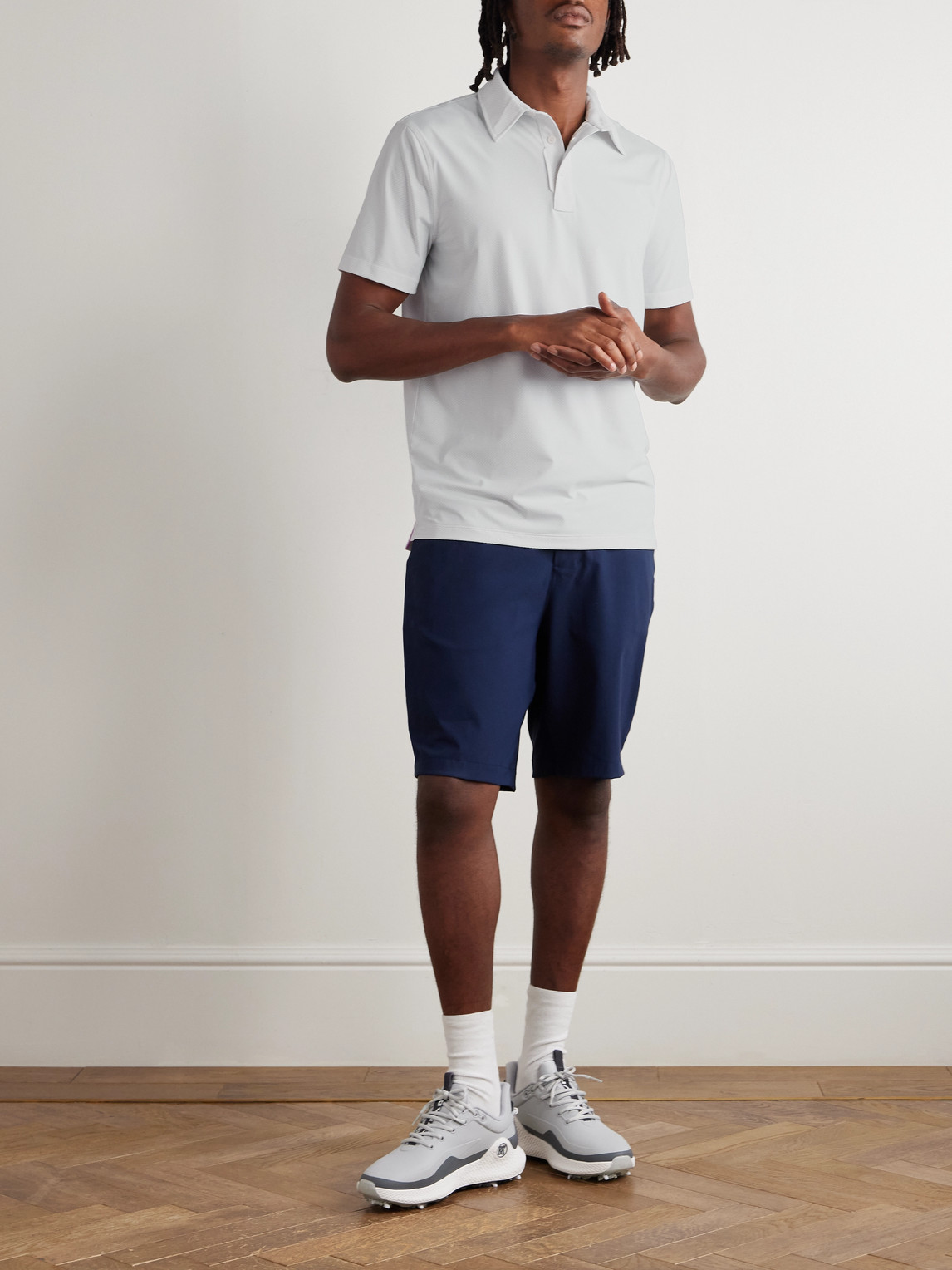 G/fore Stretch-jacquard Golf Polo Shirt In Gray