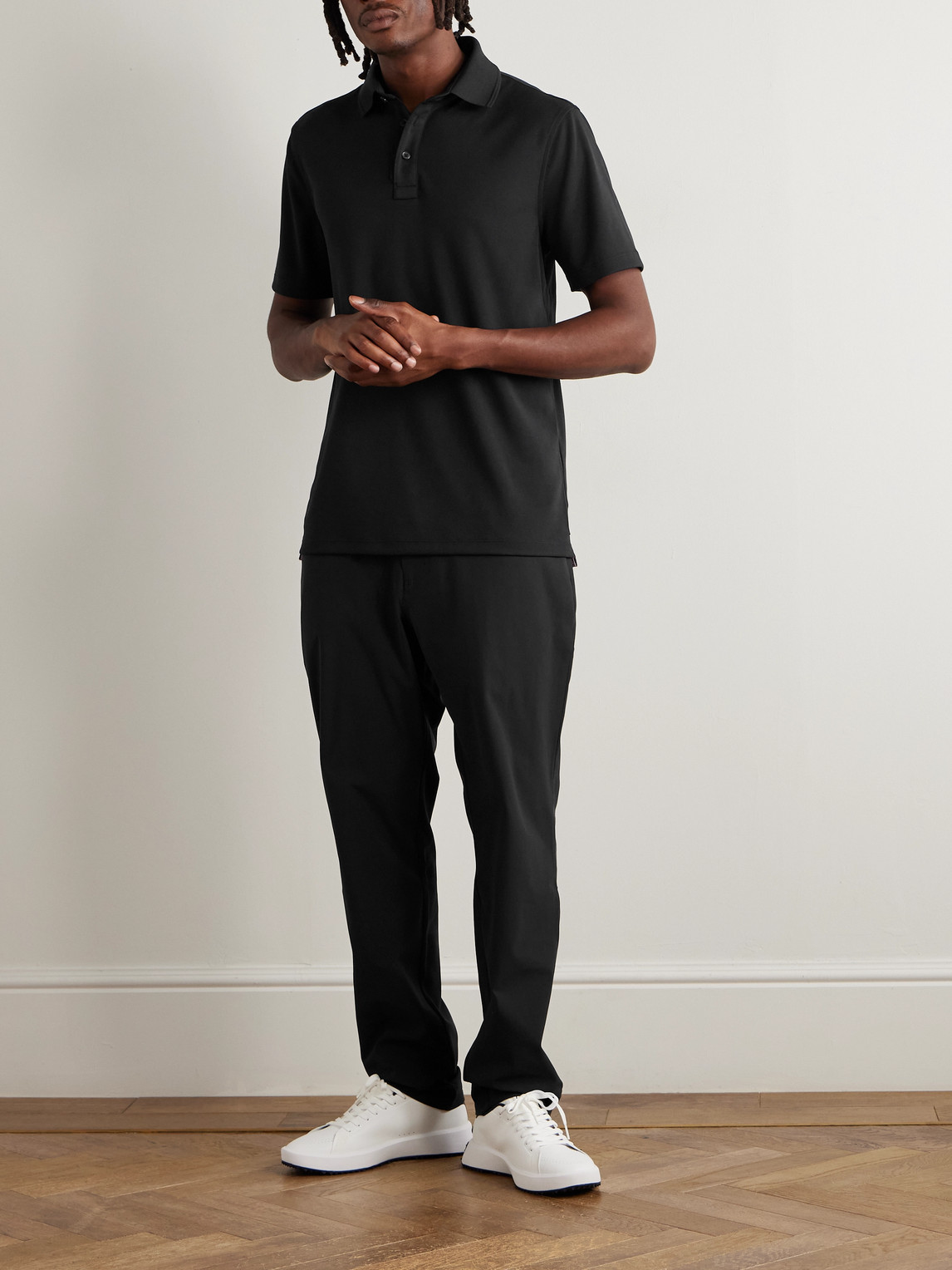 G/fore Essential Piqué Golf Polo Shirt In Black