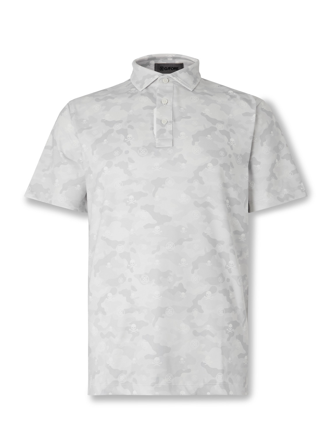 G/fore Icon Camouflage-print Tech-jersey Golf Polo Shirt In Gray