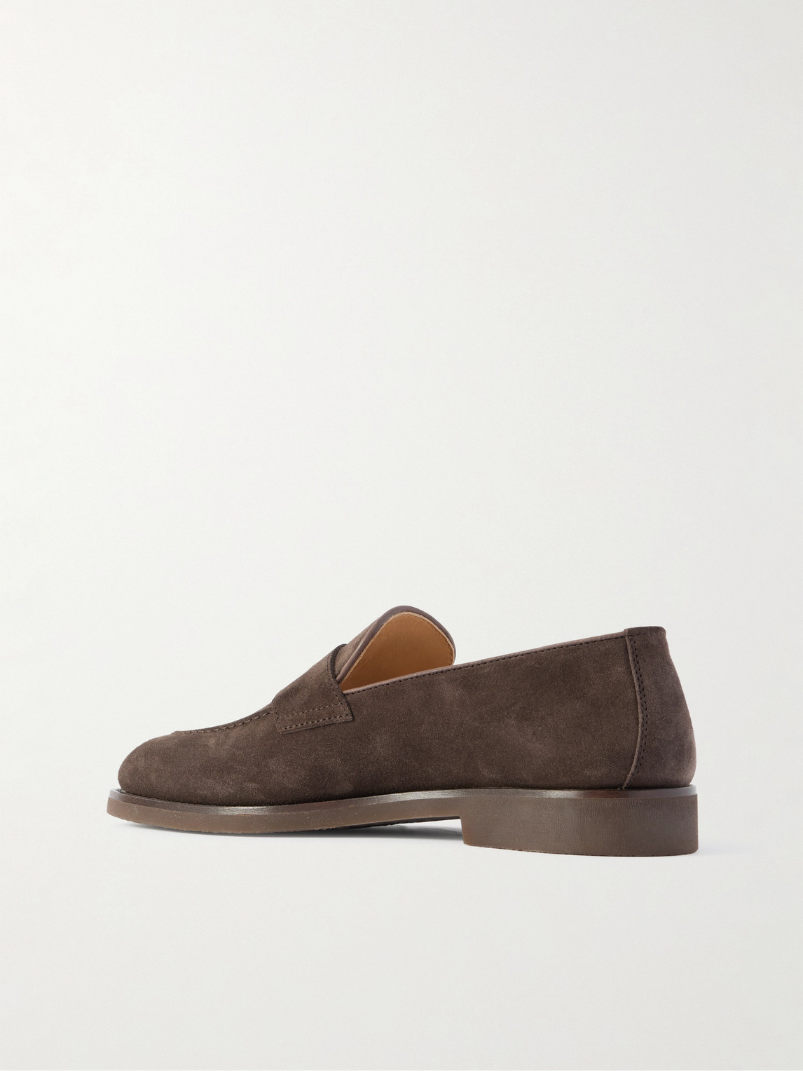 Brunello Cucinelli Leather-trimmed Suede Penny Loafers In Brown