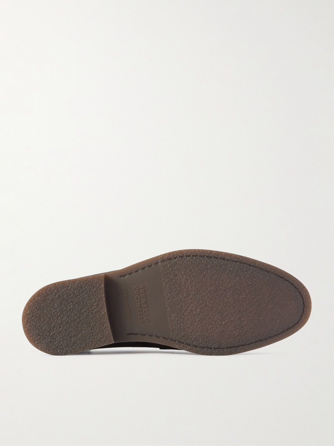 Brunello Cucinelli Leather-trimmed Suede Penny Loafers In Brown