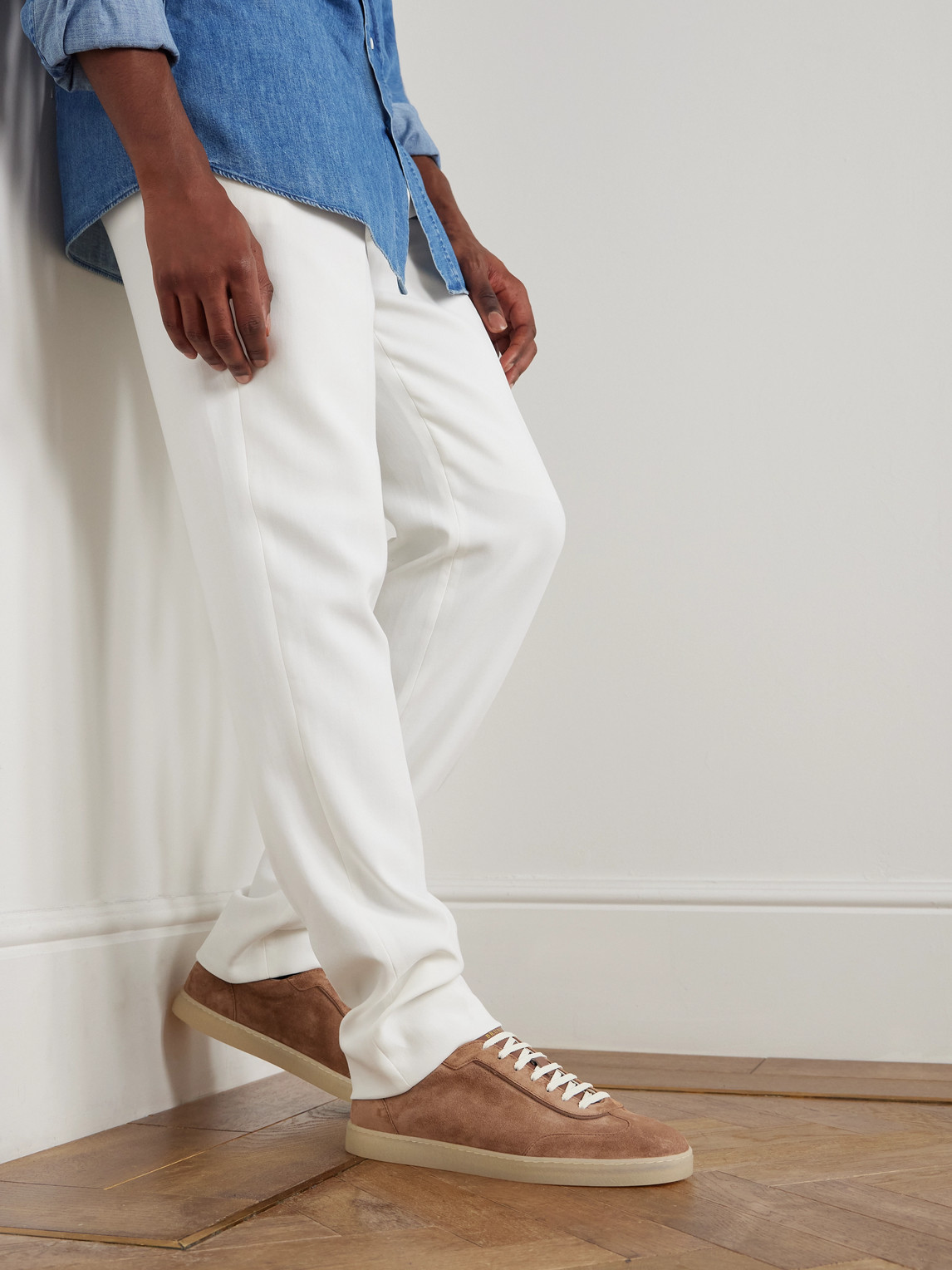 Brunello Cucinelli Leather-trimmed Suede Sneakers