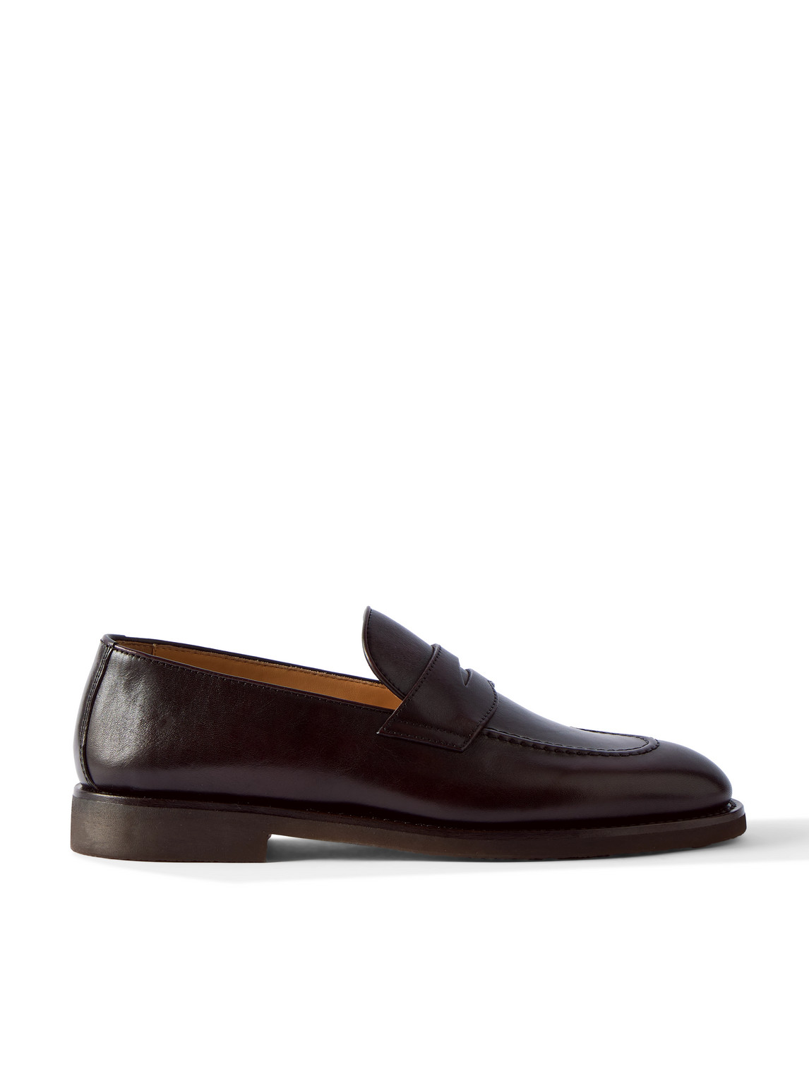 Brunello Cucinelli Leather Penny Loafers In Burgundy