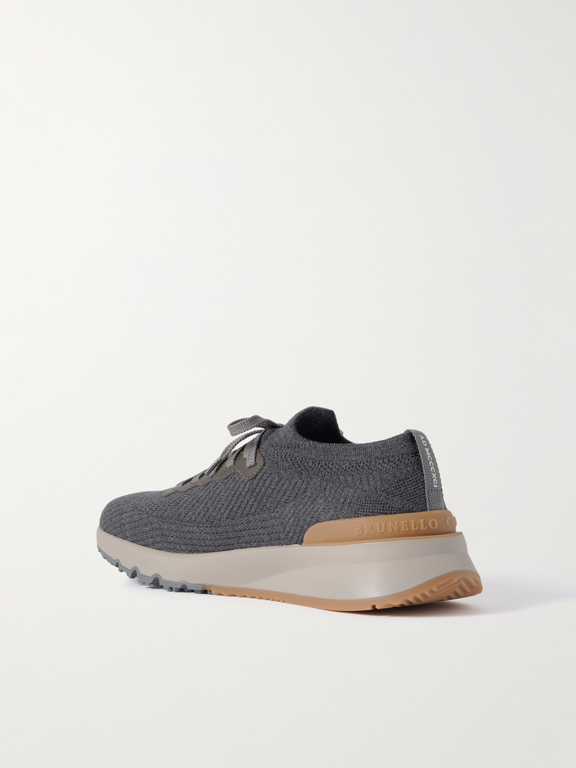 Brunello Cucinelli Leather-trimmed Stretch-knit Sneakers