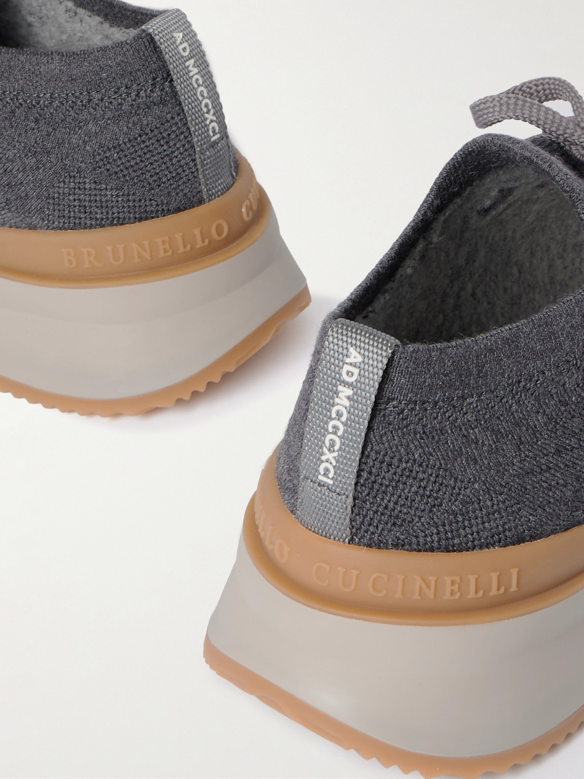 Brunello Cucinelli Leather-trimmed Stretch-knit Sneakers