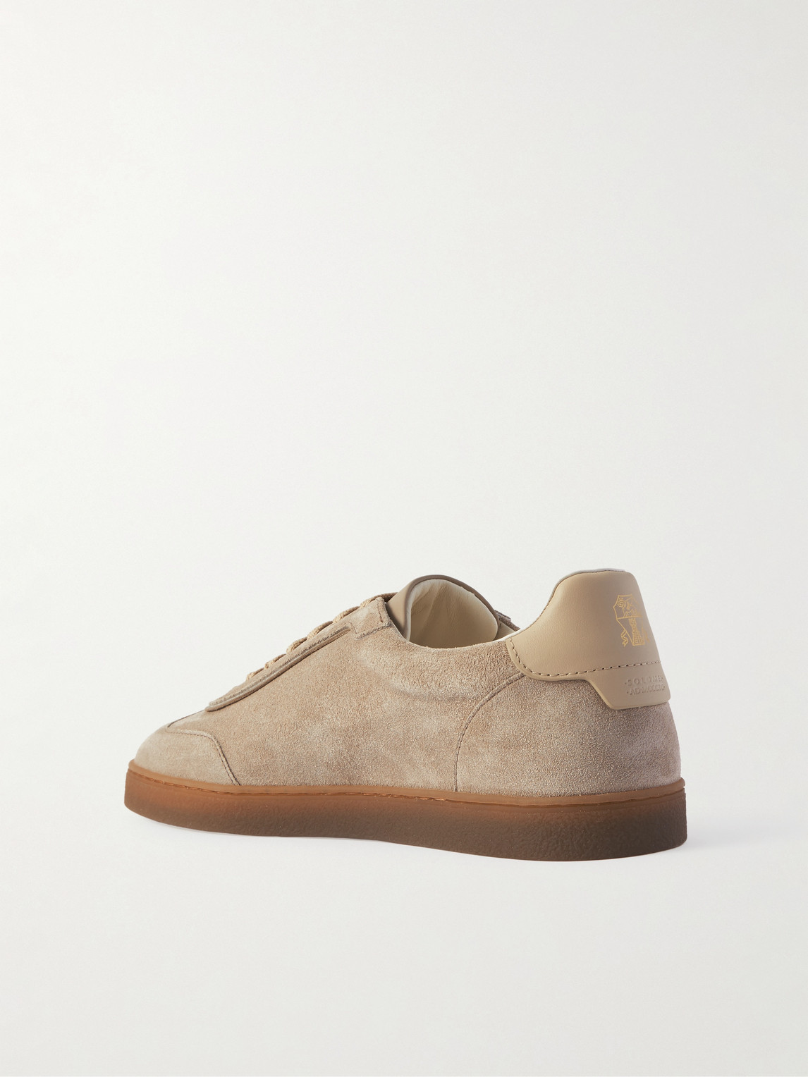 Brunello Cucinelli Leather-trimmed Suede Sneakers In Multi
