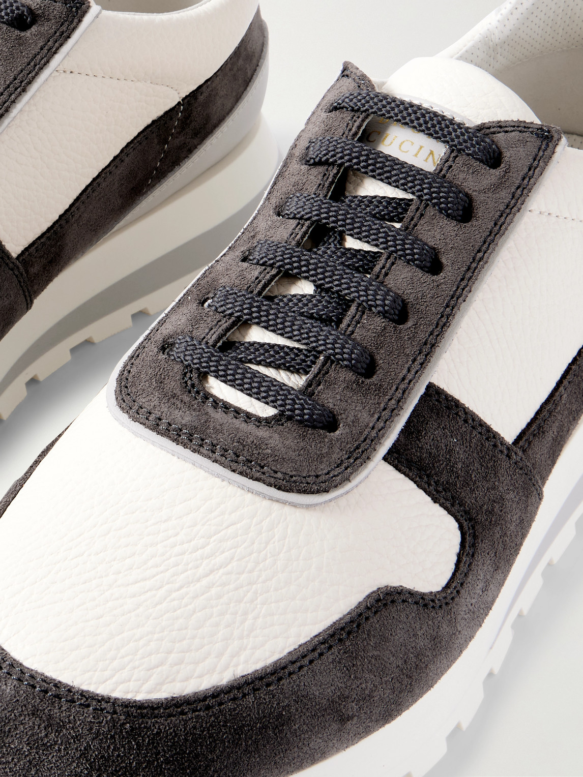 Brunello Cucinelli Olimpo Full-grain Leather And Suede Sneakers