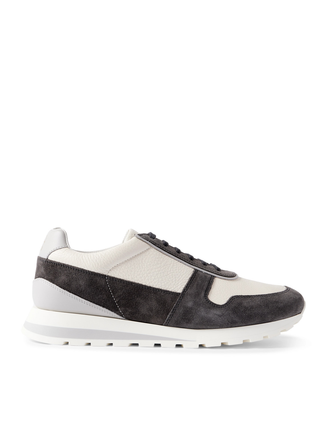 Brunello Cucinelli Olimpo Full-grain Leather And Suede Sneakers