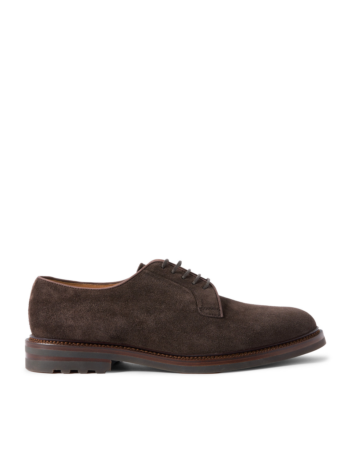 Brunello Cucinelli Suede Derby Shoes In Brown