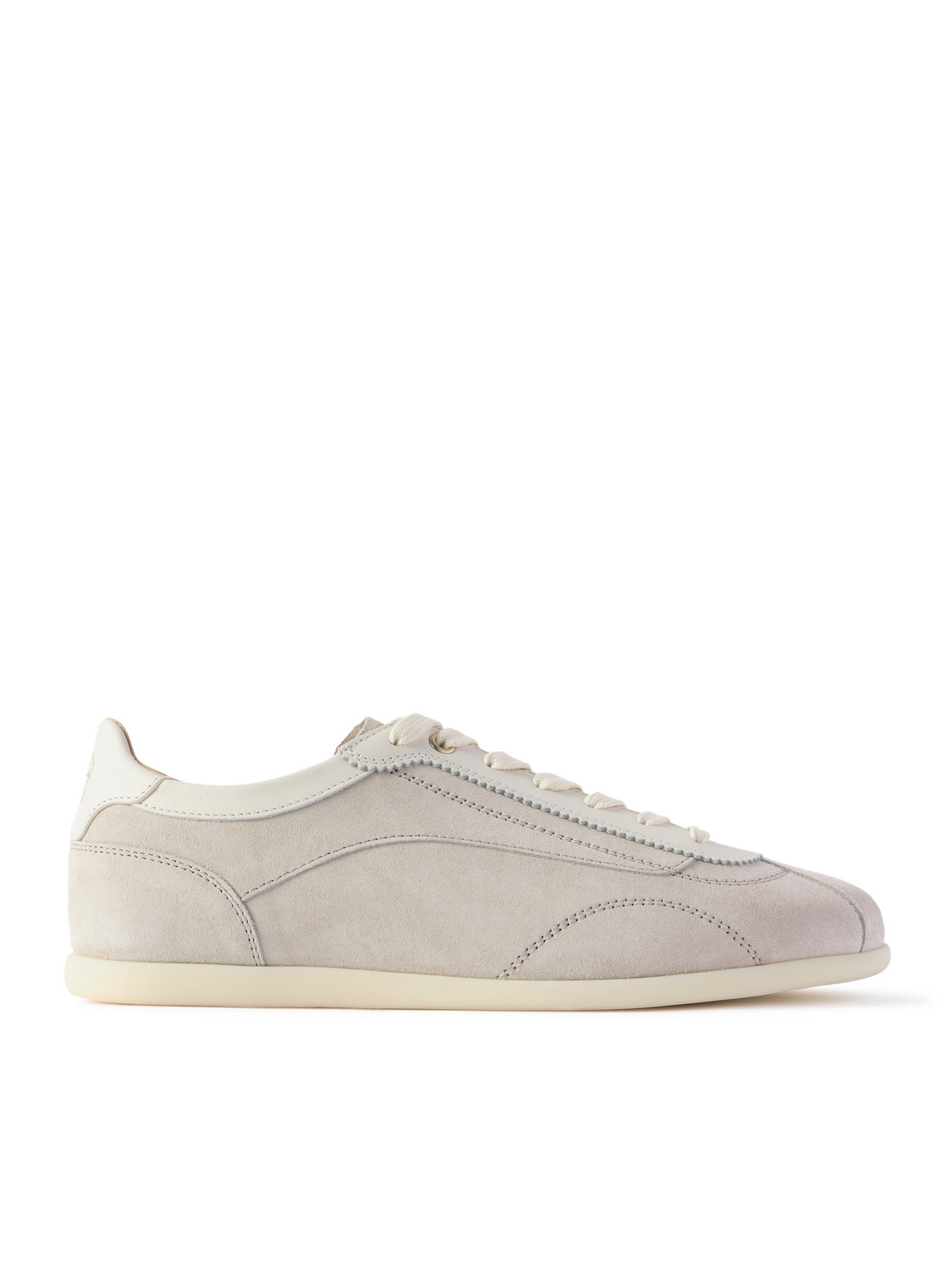 Brunello Cucinelli Leather-trimmed Suede Sneakers In White