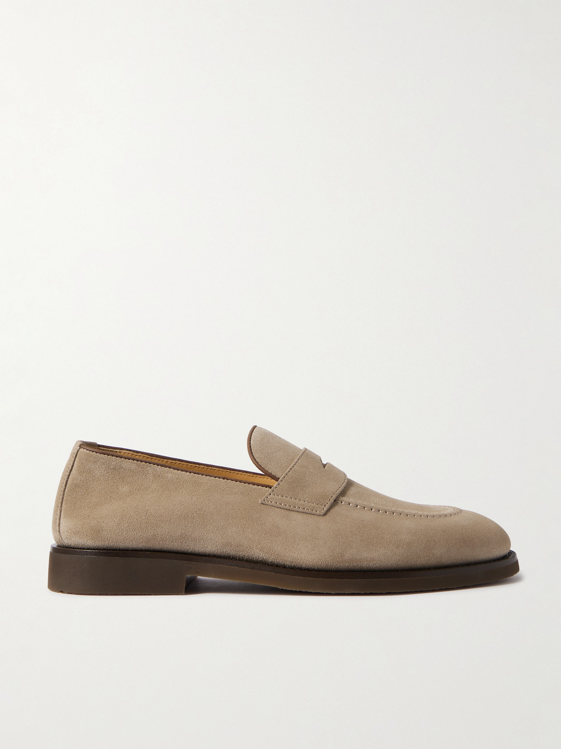 Brunello Cucinelli Leather-Trimmed Suede Penny Loafers - Men